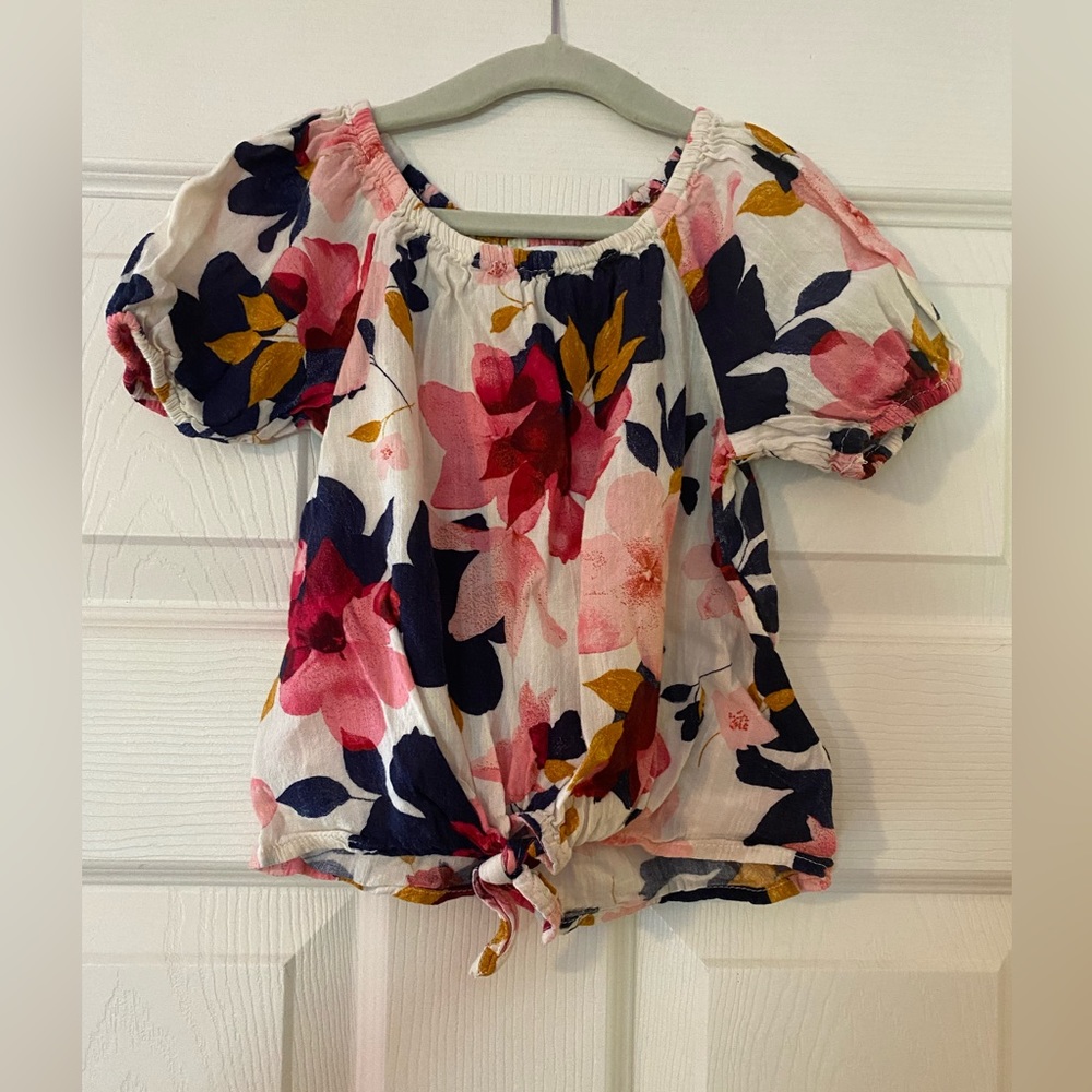Old Navy floral tie front top 3t